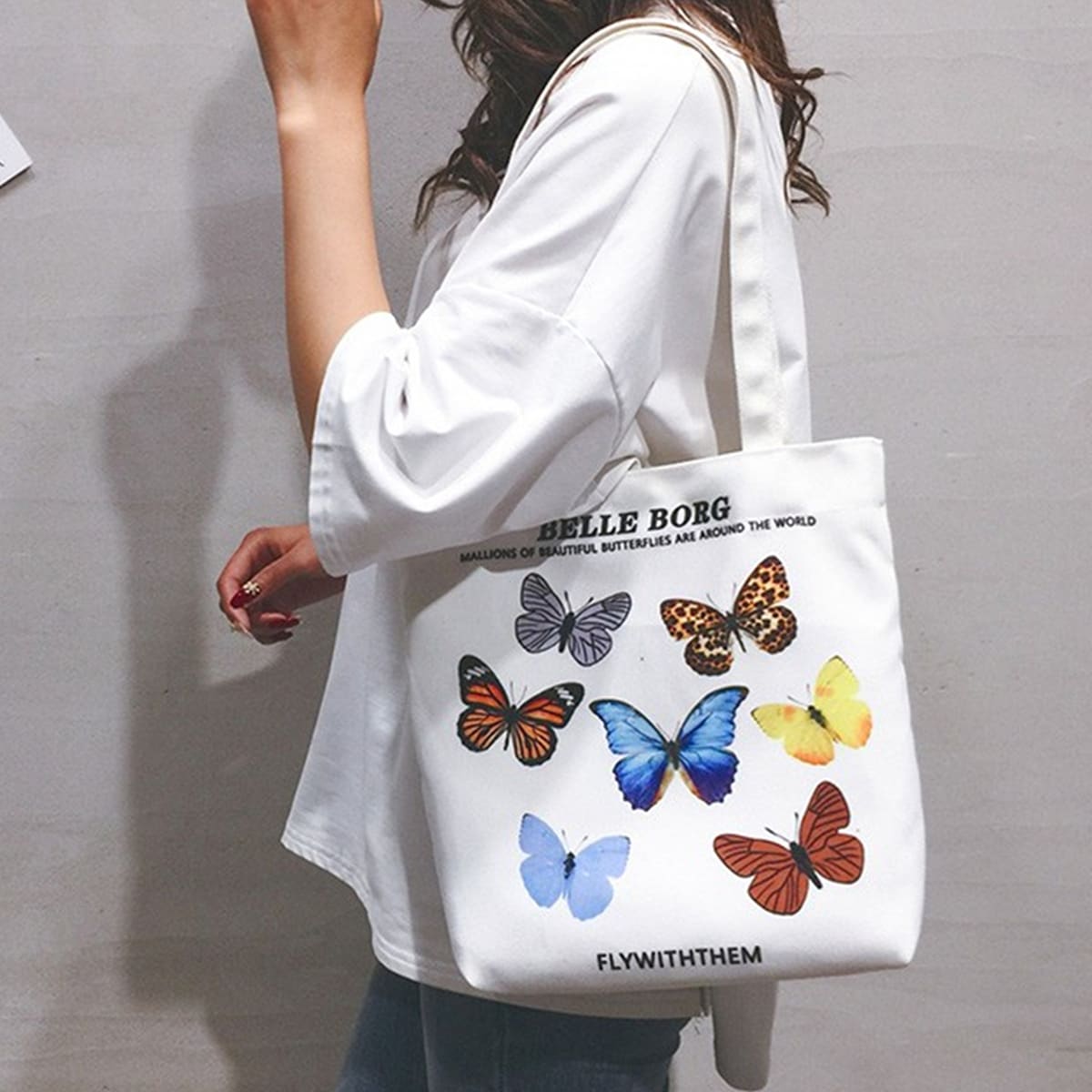 

Butterfly Tote Bag, White