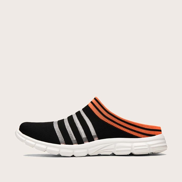 

Men Striped Graphic Wide Fit Sneaker Mules, Black