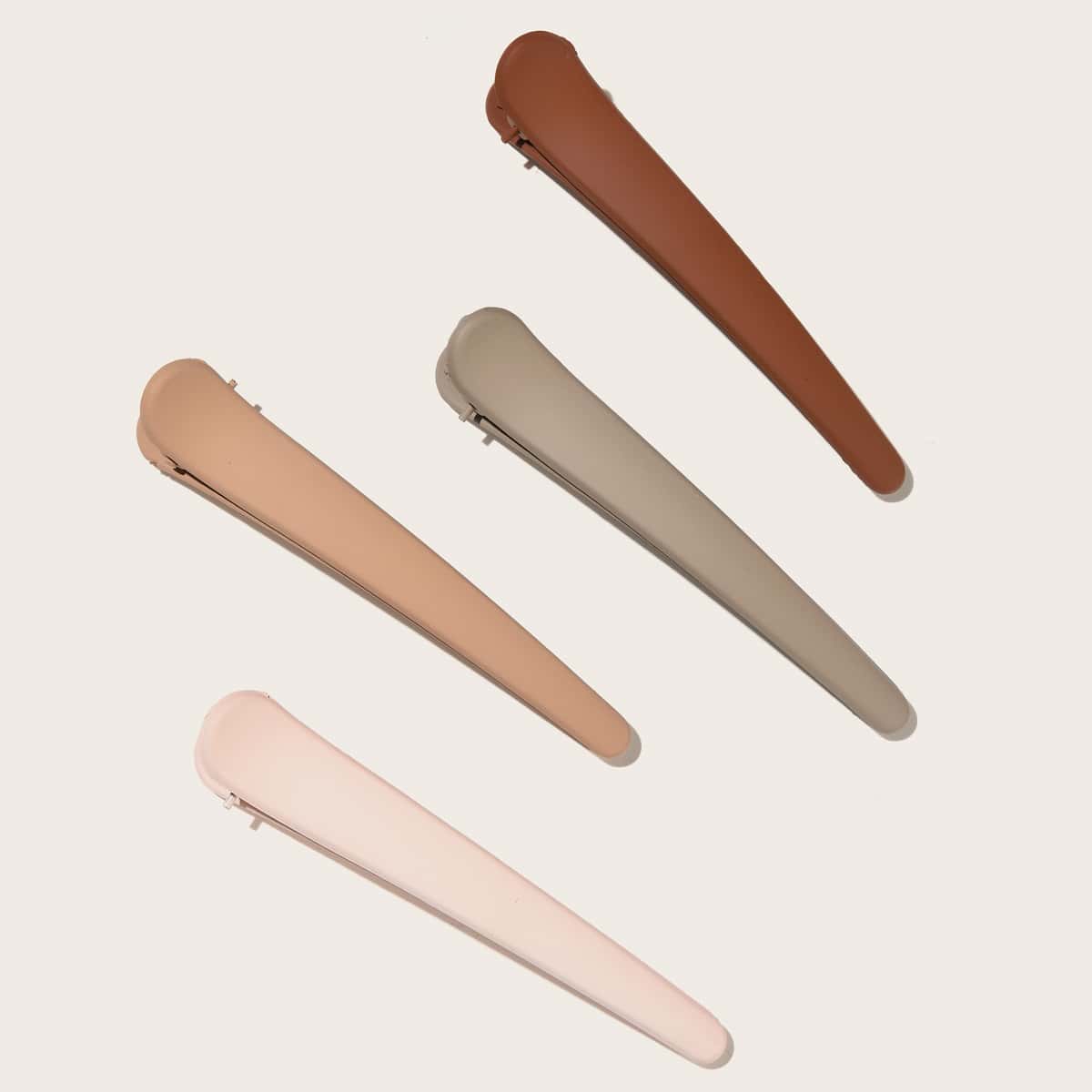 

4pcs Simple Solid Hair Clip, Brown