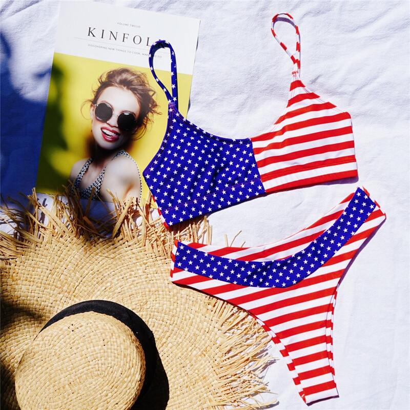 

American Flag Bikini Swimsuit, Multicolor