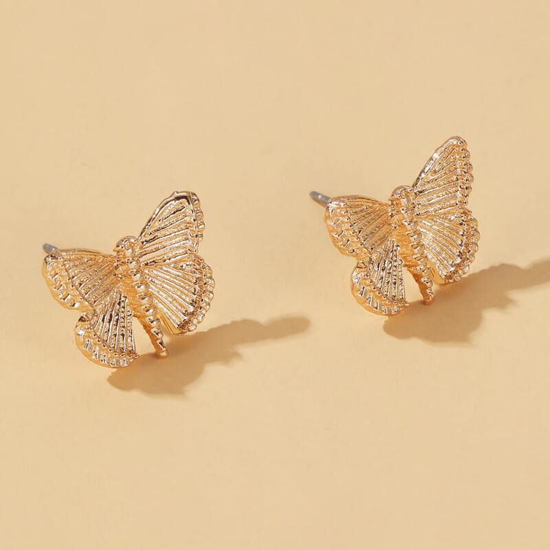 

Butterfly Decor Stud Earrings, Gold