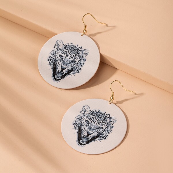 

Animal Pattern Round Drop Earrings, Multicolor