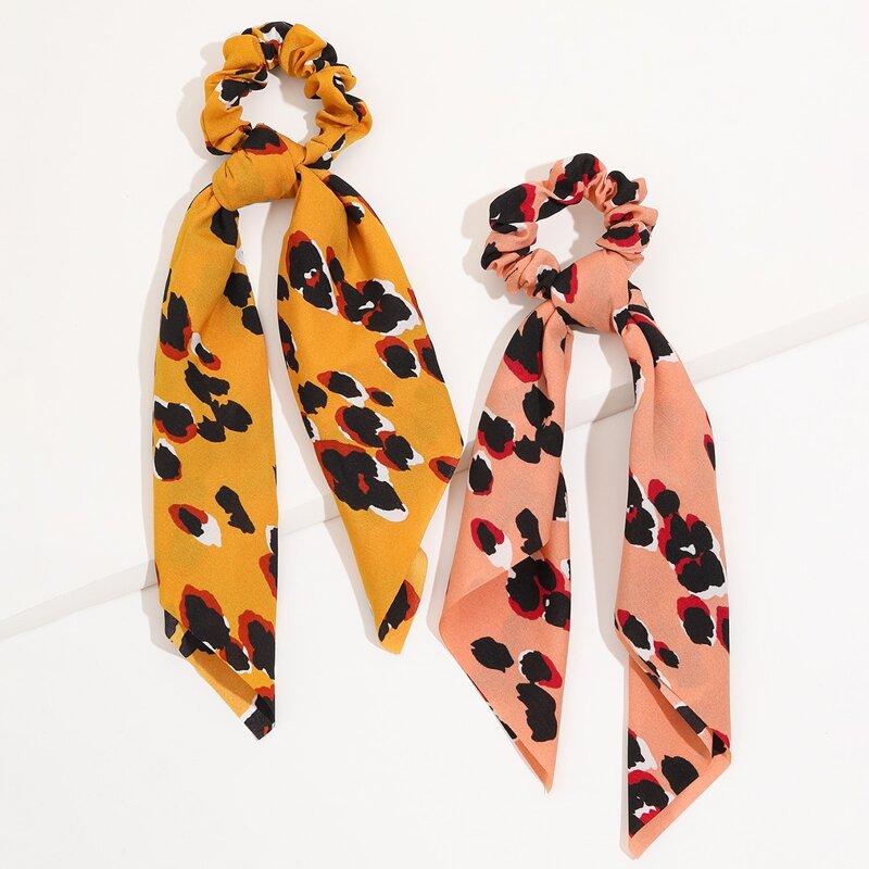 

2pcs Leopard Scrunchie Scarf, Multicolor