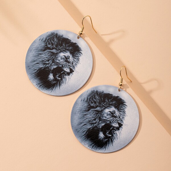 

Animal Pattern Round Drop Earrings, Multicolor