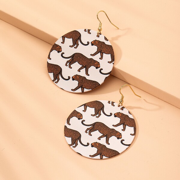 

Animal Pattern Round Drop Earrings, Multicolor