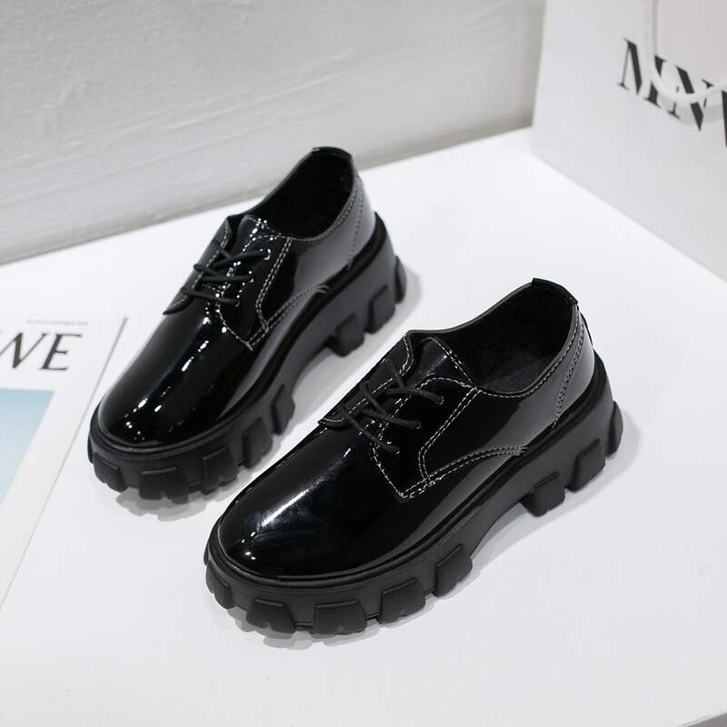 

Lace Up Lug Sole Wedges, Black