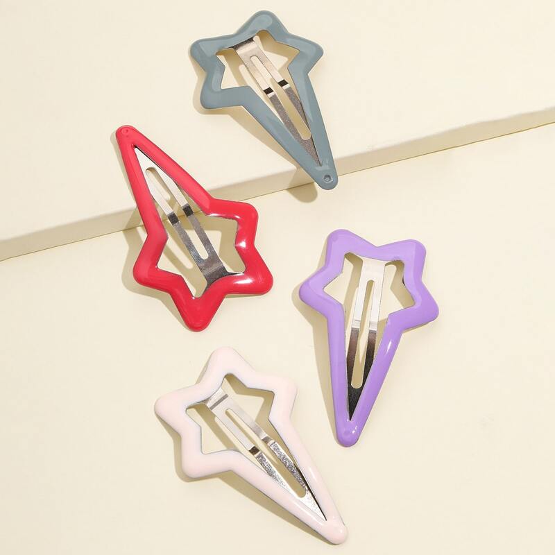

4pcs Star Shape Hair Clip, Multicolor