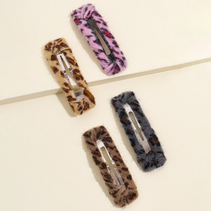 

4pcs Leopard Hair Clip, Multicolor