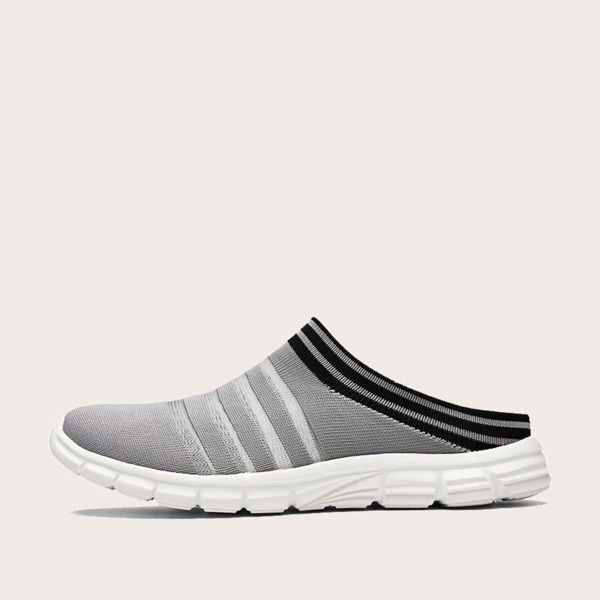

Men Striped Graphic Wide Fit Sneaker Mules, Grey