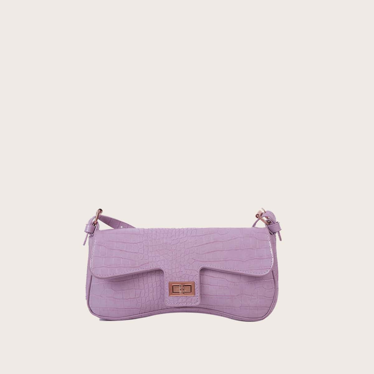 

Croc Embossed Crossbody Bag, Lilac purple