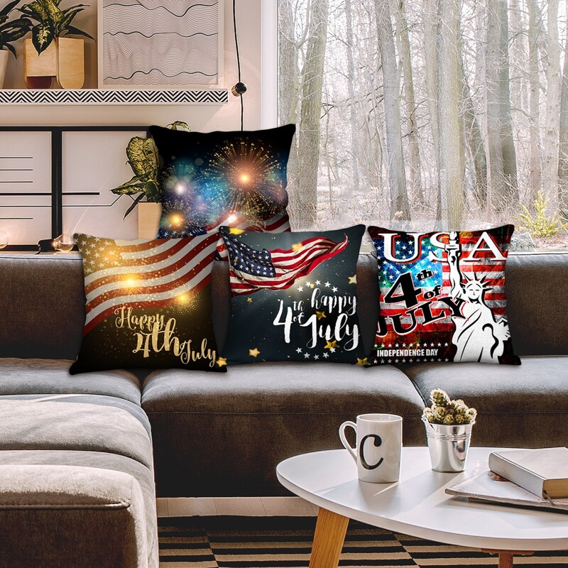 

1pc American Independence Day Cushion Cover Without Filler, Multicolor