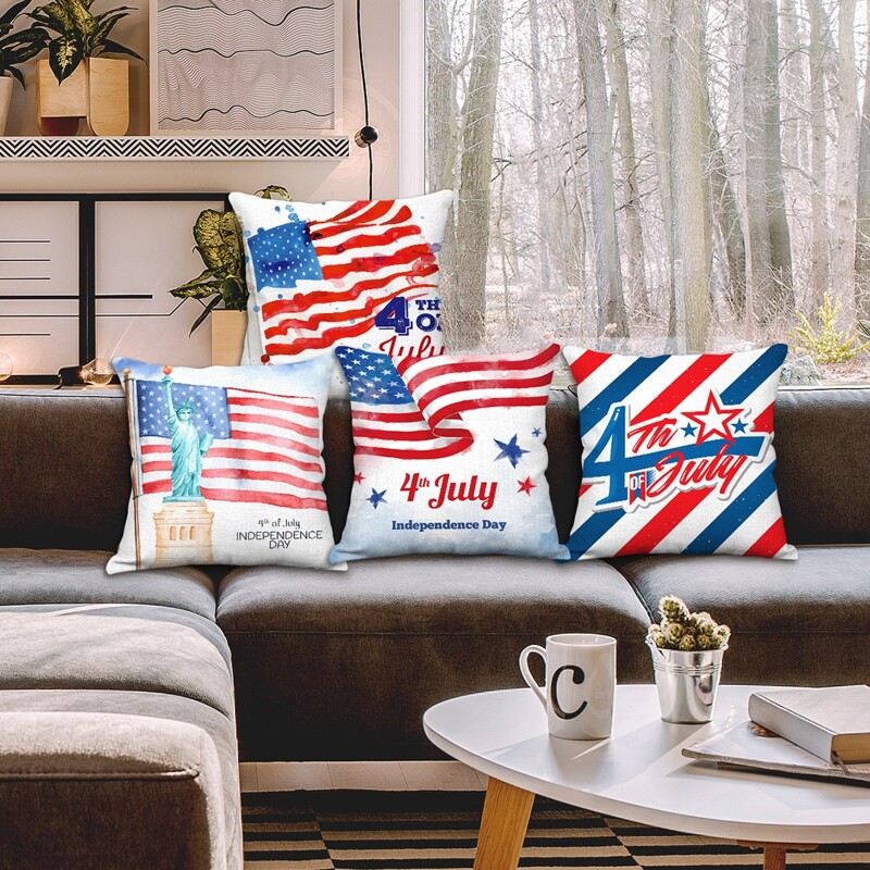 

1pc American Independence Day Cushion Cover Without Filler, Multicolor