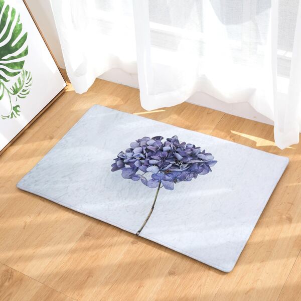 

Flower Print Floor Mat, Dusty blue