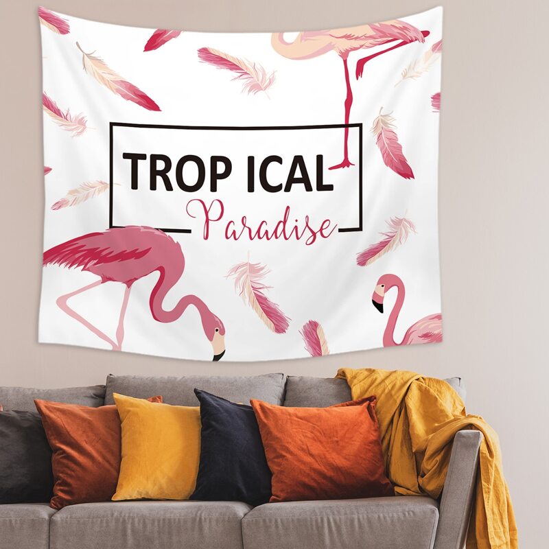 

Flamingo Print Tapestry, Multicolor
