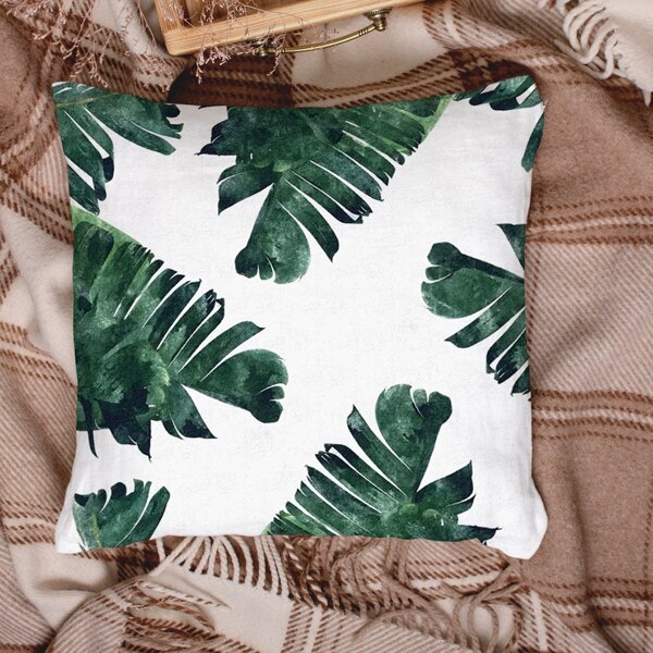 

Leaf Print Cushion Cover Without Filler, Multicolor