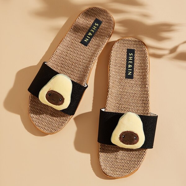 

Cartoon Graphic Slippers, Black