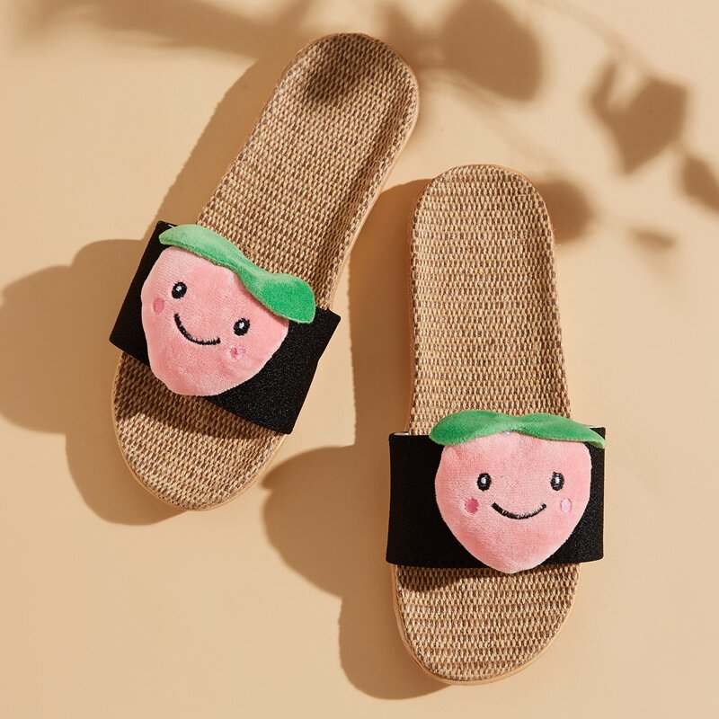 

Cartoon Graphic Slippers, Black