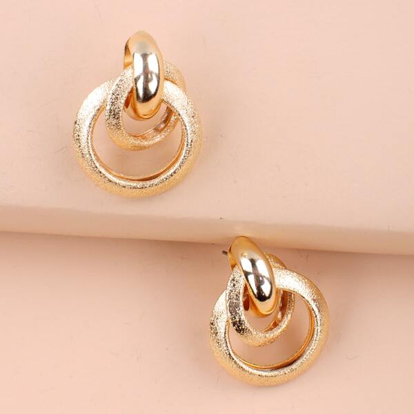 

Round Drop Earrings, Gold