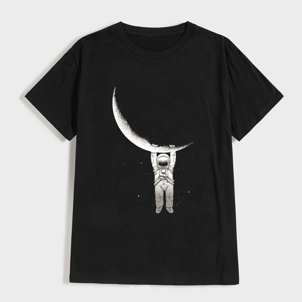 

Men Cartoon Graphic Tee, Black