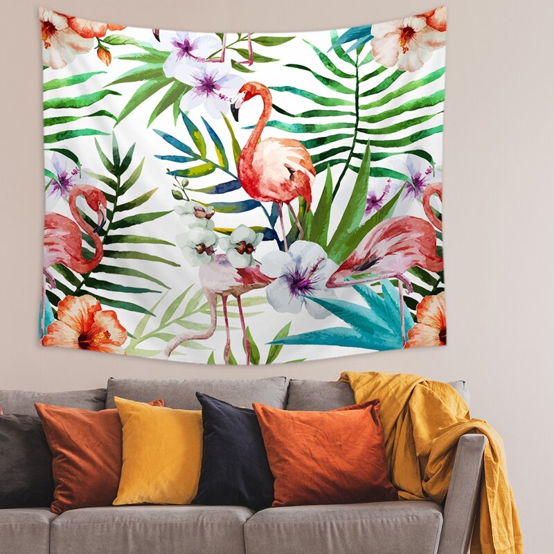 

Flamingo Print Tapestry, Multicolor