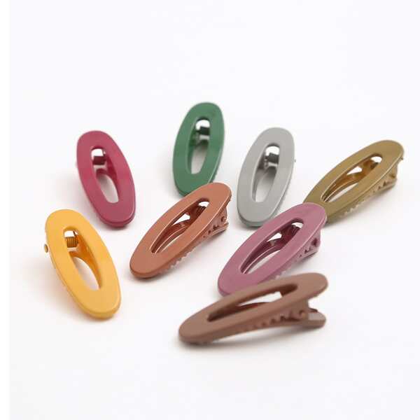 

8pcs Simple Solid Hair Clip, Multicolor