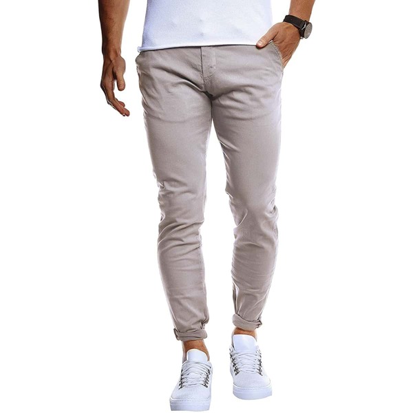 

Men Rolled Hem Solid Pants, Light grey