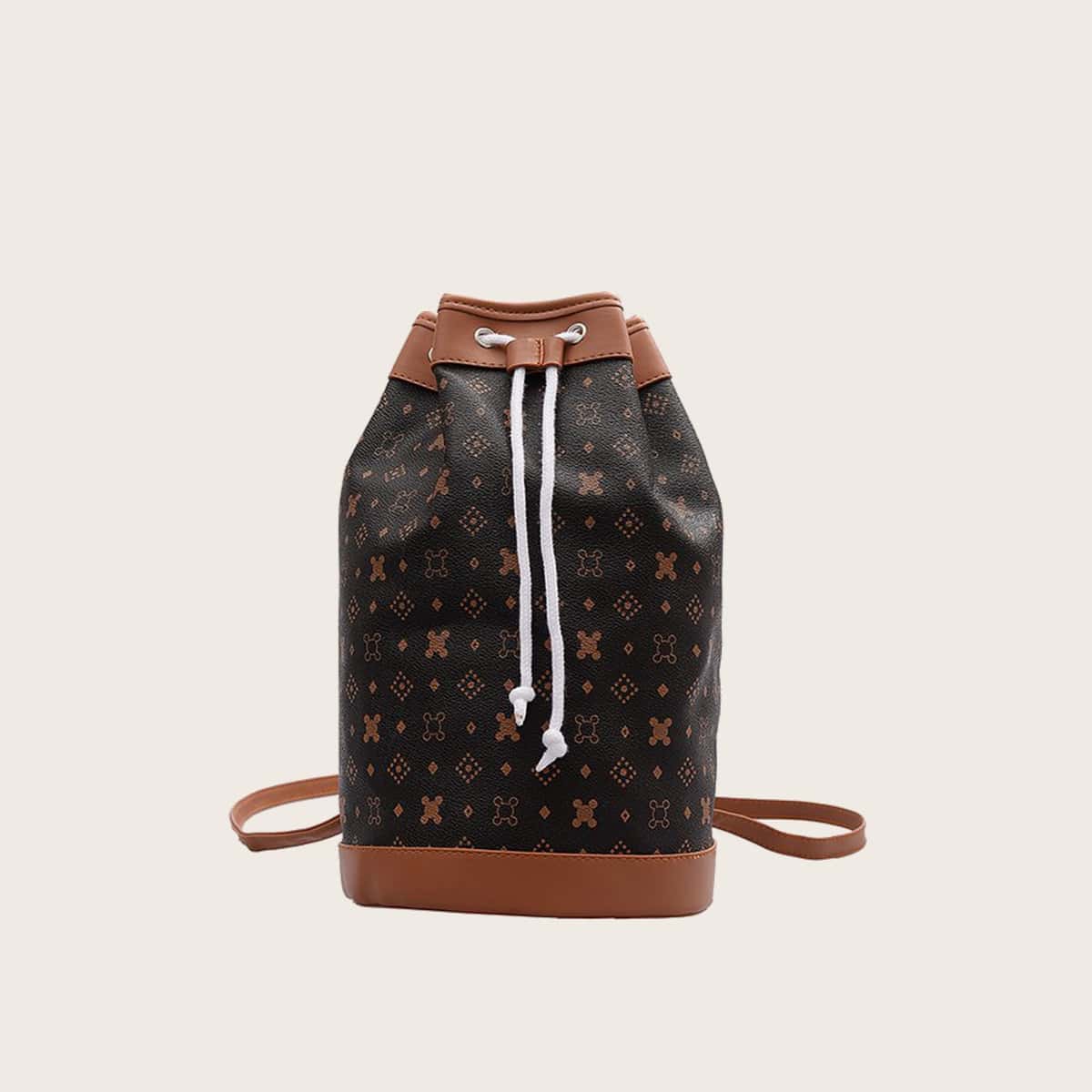 

Geo Drawstring Backpack, Chocolate brown