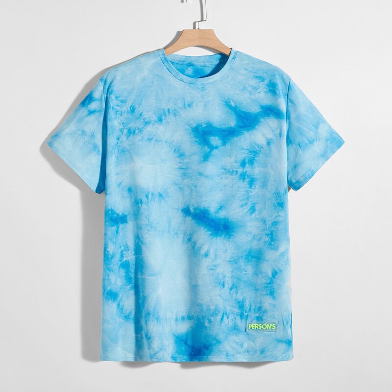 

Guys Tie Dye Letter Patched Tee, Blue