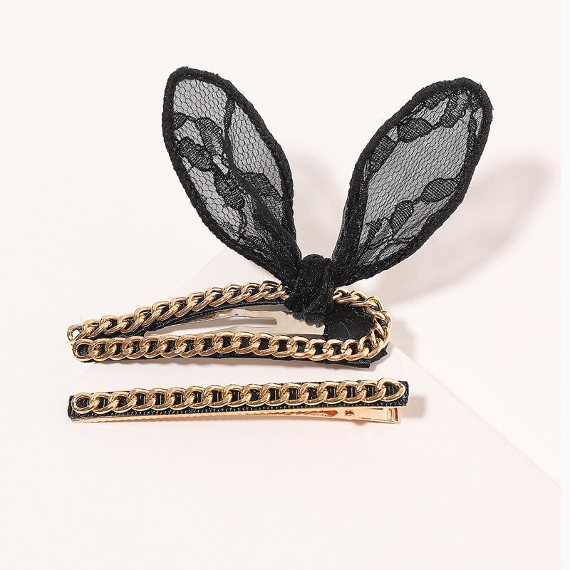 

2pcs Chain Decor Hair Clip, Gold