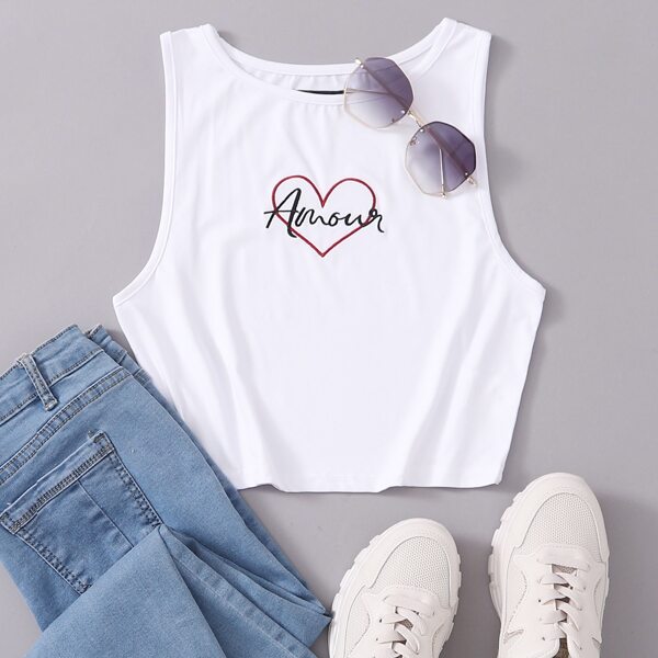 

Letter & Heart Graphic Tank Top, White