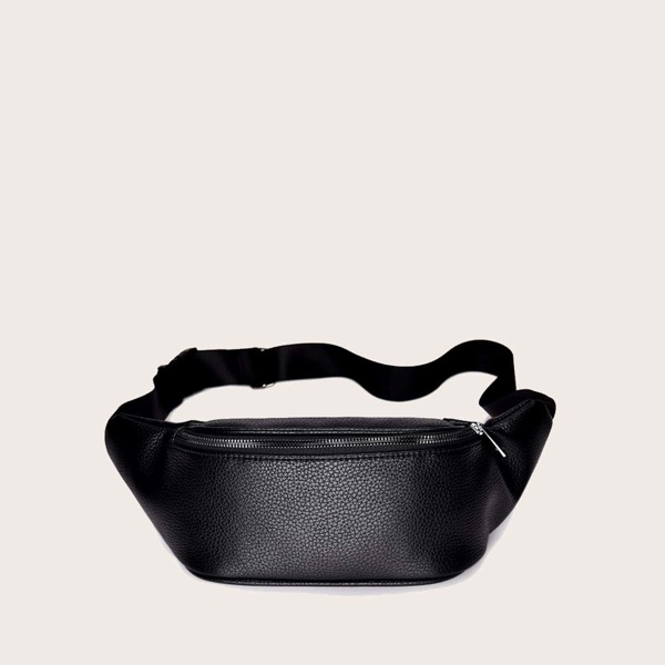 

Men Litchi Embossed Fanny Pack, Black