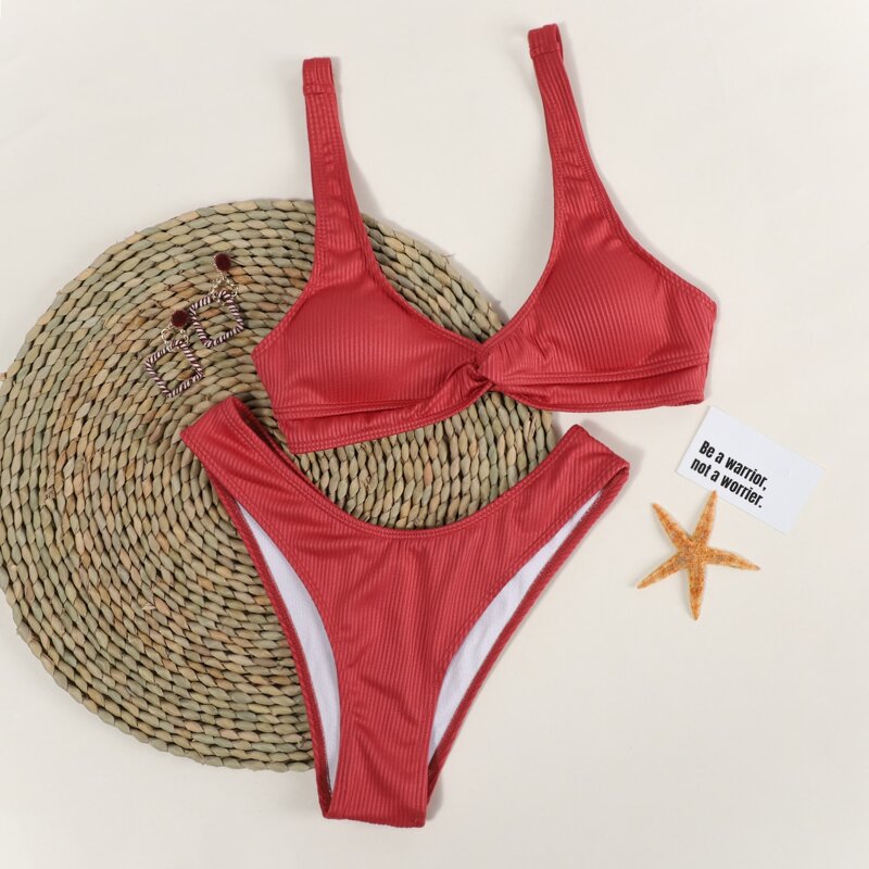 

Twist Front Bikini Swimsuit, Red bright