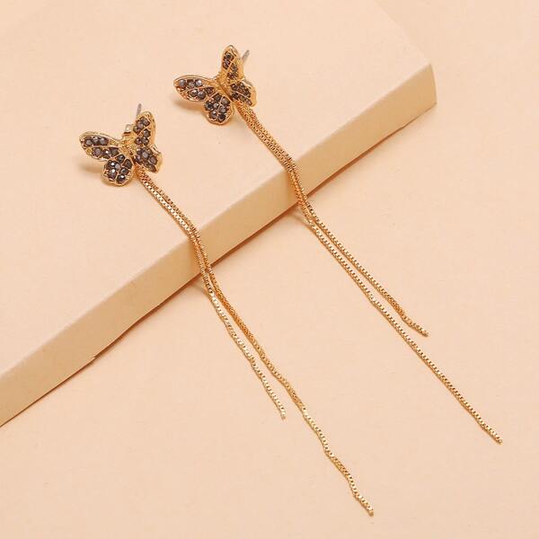 

Butterfly Decor Drop Earrings, Black