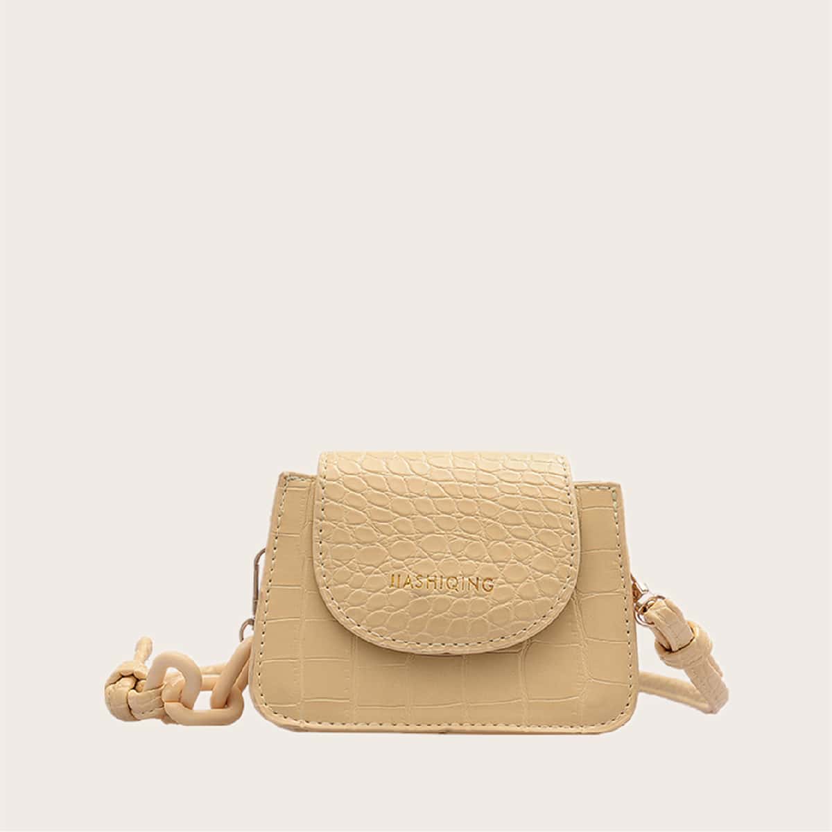 

Croc Embossed Mini Crossbody Bag, Apricot