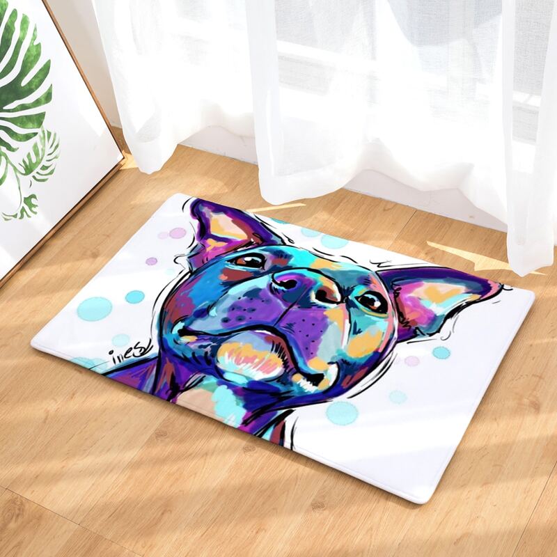 

Watercolor Dog Print Floor Mat, Multicolor