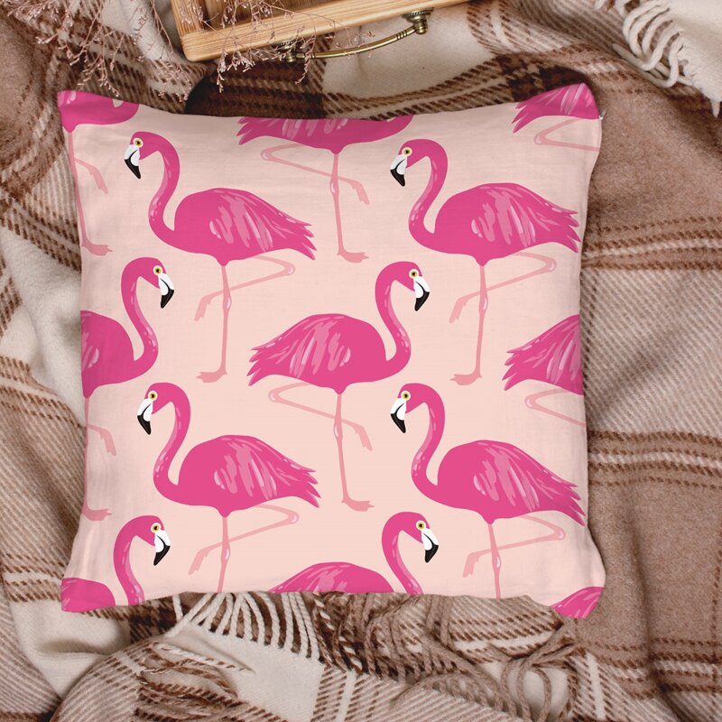 

Flamingo Print Cushion Cover Without Filler, Multicolor