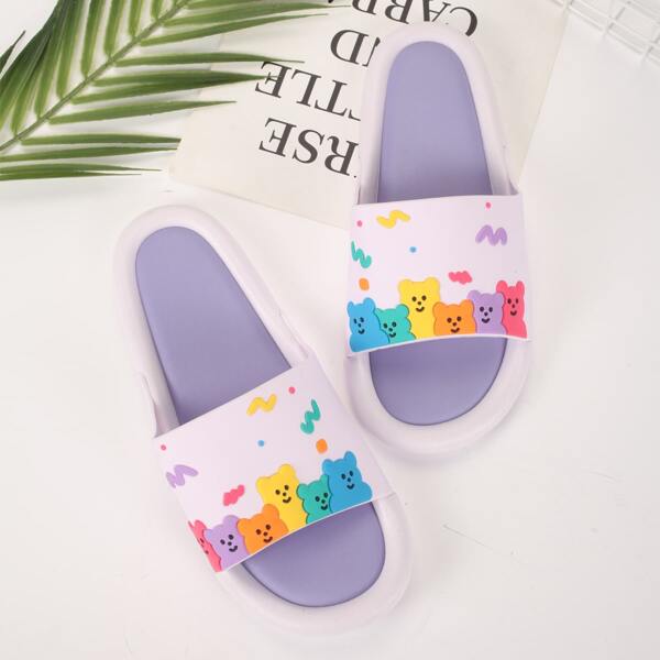 

Open Toe Cartoon Graphic Slides, Purple