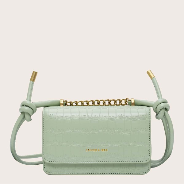 

Stone Embossed Crossbody Bag, Green