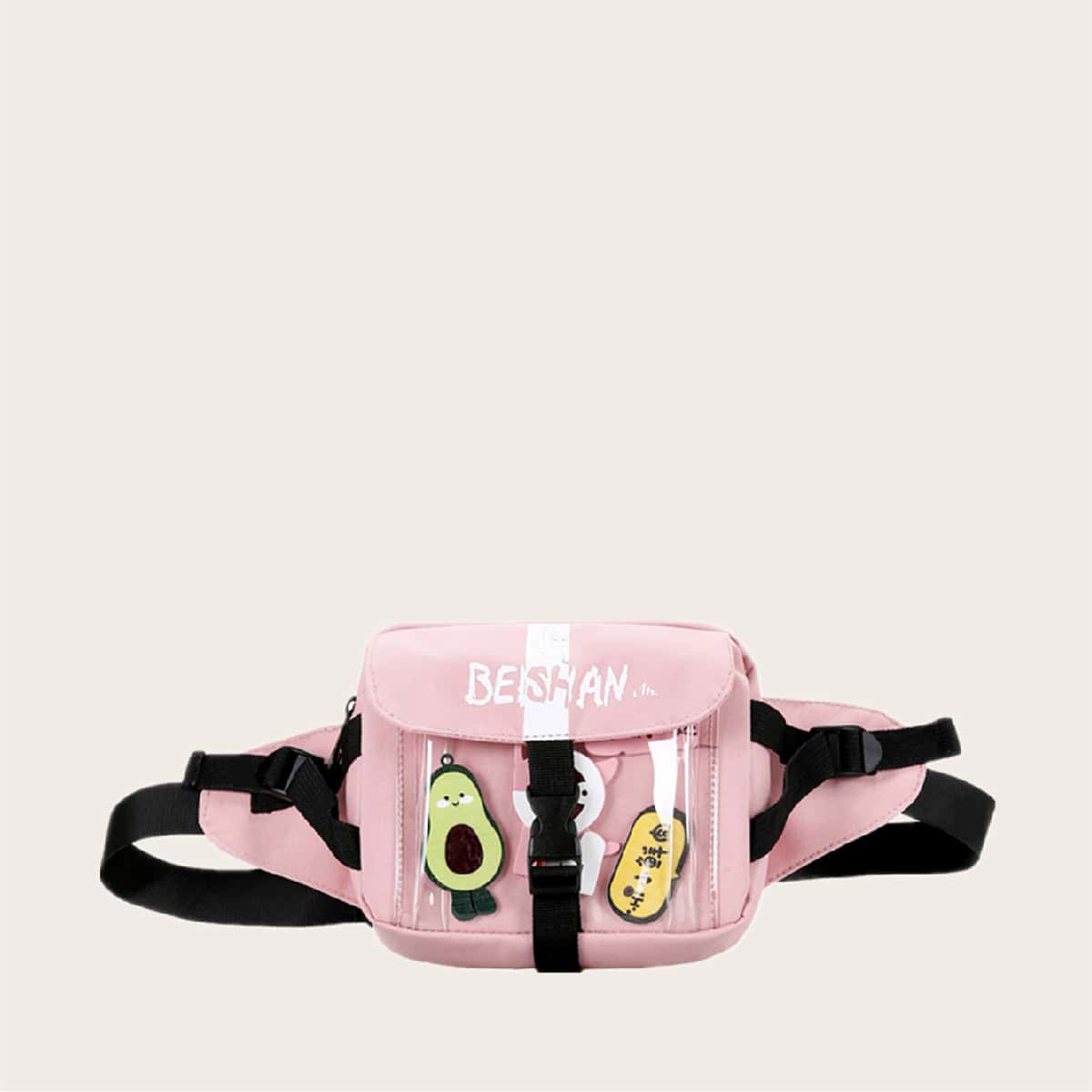

Cartoon Buckle Fanny Pack, Baby pink