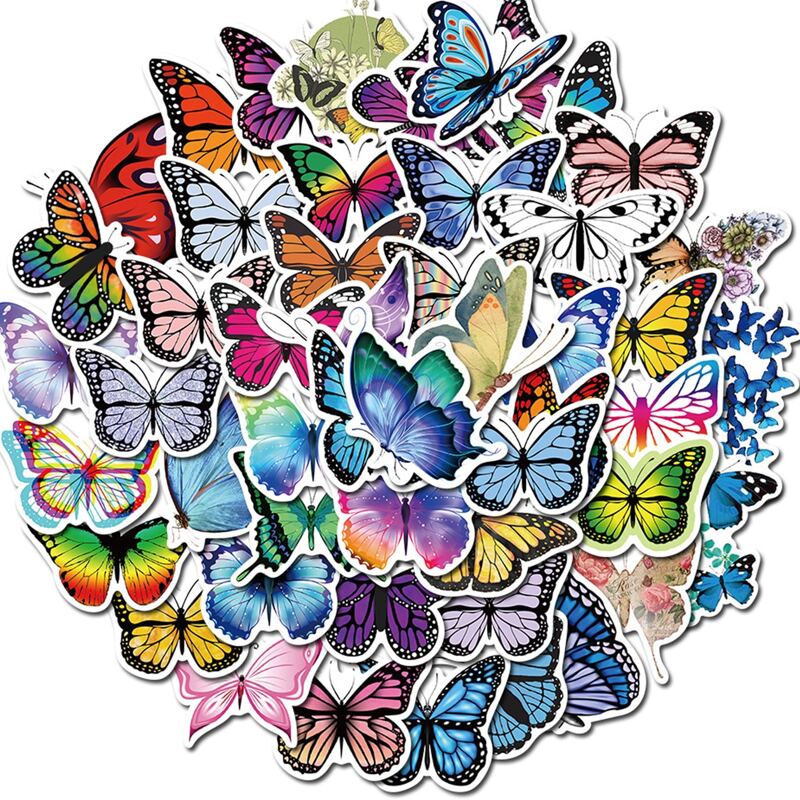 

50pcs Butterfly Pattern Sticker, Multicolor