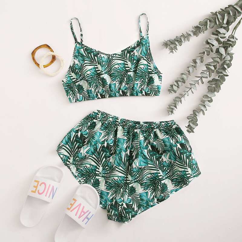 

Tropical Print Cami PJ Set, Multicolor