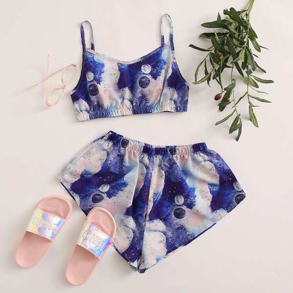 

Galaxy Print Cami PJ Set, Multicolor