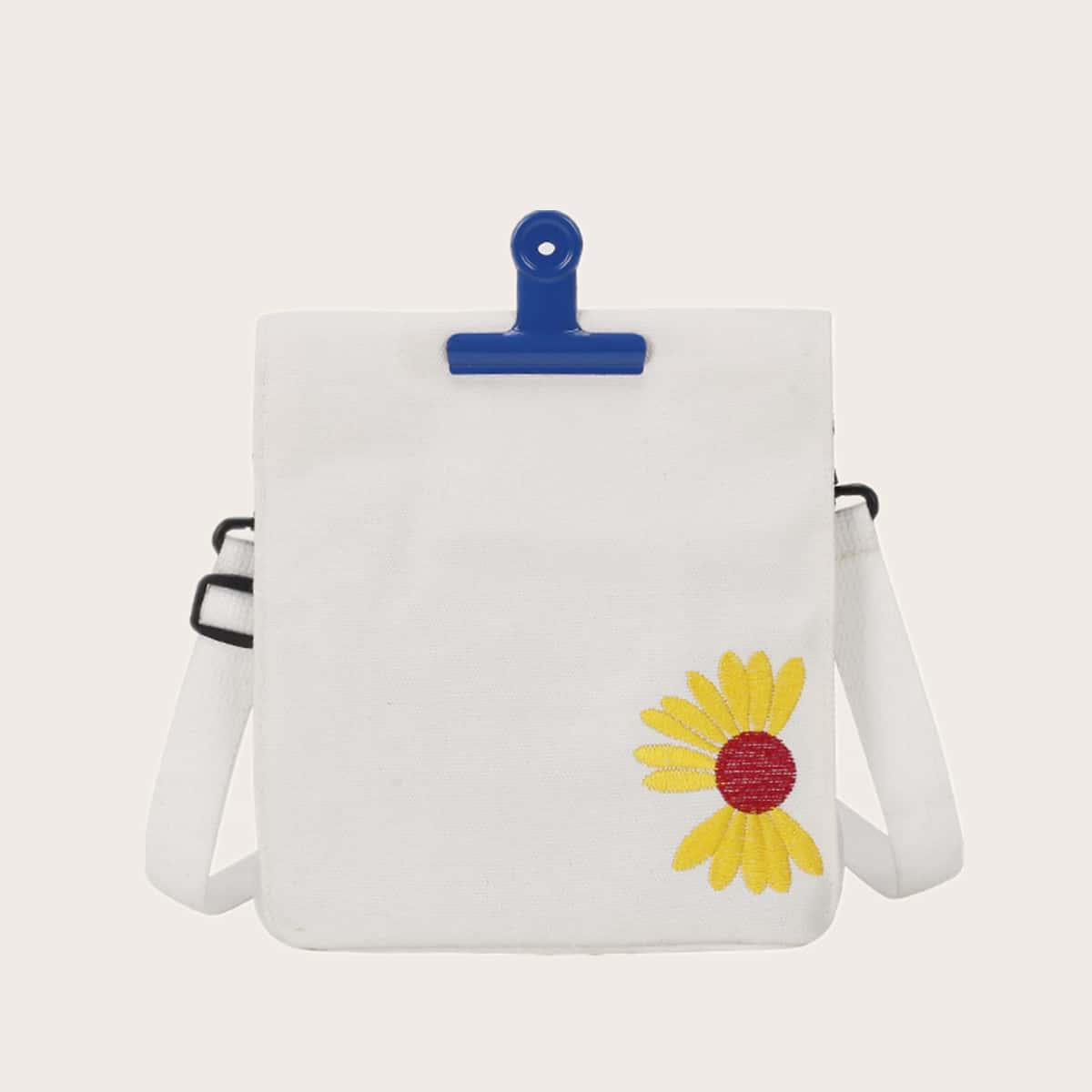 

Flower Clip Crossbody Bag, White