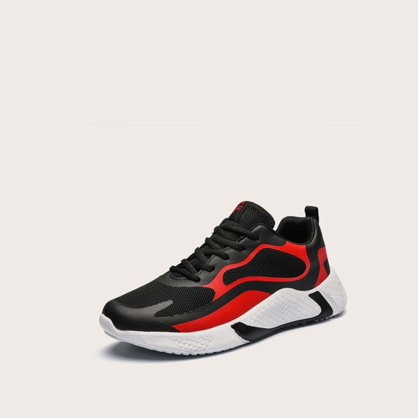 

Men Lace-up Front Colorblock Sneakers, Black