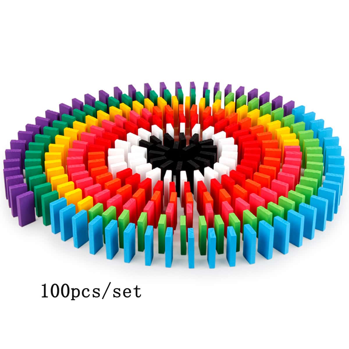 

100pcs Wooden Dominoes Toy, Multicolor