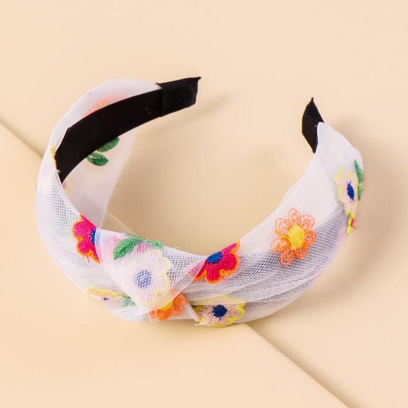 

Flower Embroidery Mesh Hair Hoop, Multicolor