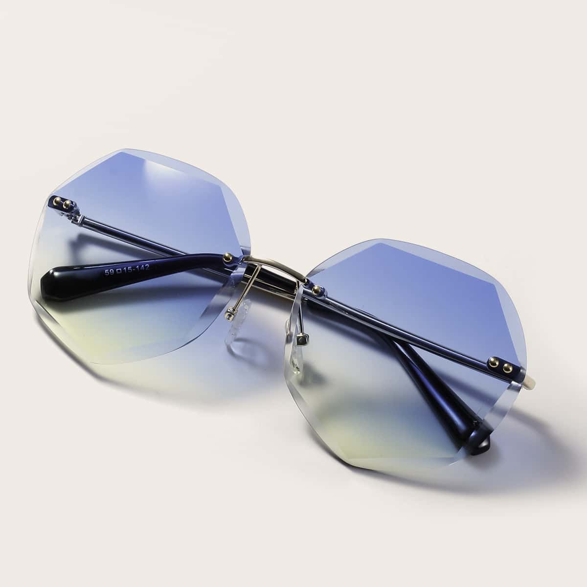 

Rimless Ombre Lens Sunglasses, Blue