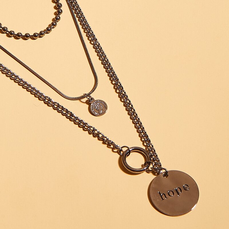 

Guys Round Charm Layered Necklace, Gold
