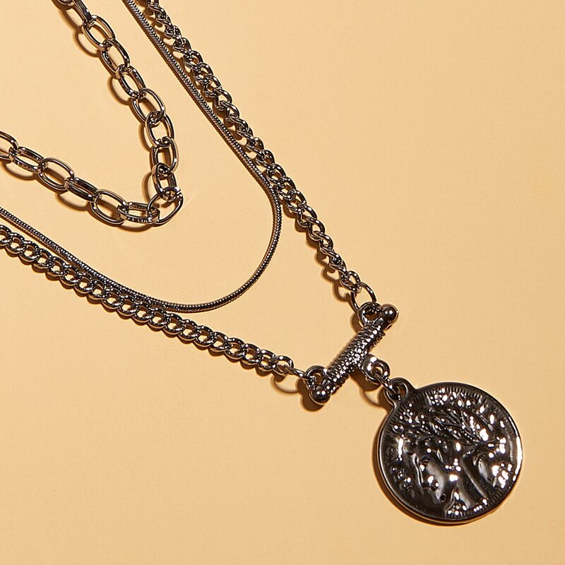 

Guys Coin Charm Layered Necklace, Gold