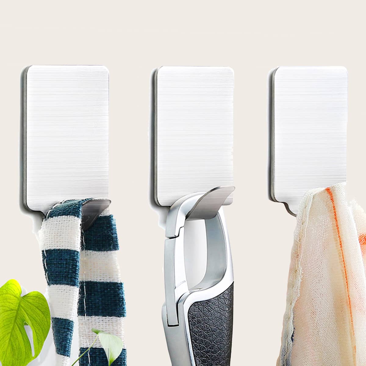 

8pcs Stainless Steel Wall Hook, Silver